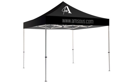 1 Color Imprint Black Top – 10 Foot Custom Canopy Tent Steel Frame and Graphic Combo