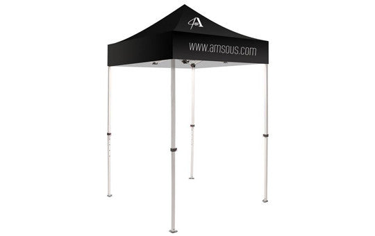 1 Color Imprint Black Top – 5 Foot Custom Canopy Tent Steel Frame and Graphic Combo