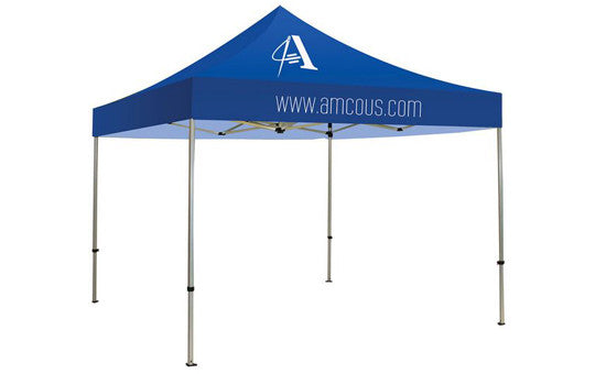 1 Color Imprint Blue Top - 10 Foot Custom Canopy Tent Frame and Graphic Combo