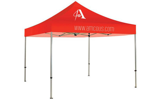 1 Color Imprint Red Top - 10 Foot Custom Canopy Tent Frame and Graphic Combo