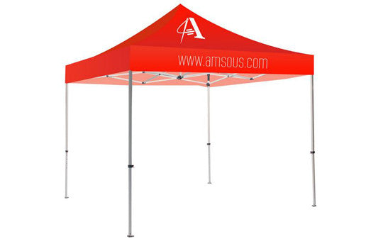 1 Color Imprint Red Top – 10 Foot Custom Canopy Tent Steel Frame and Graphic Combo