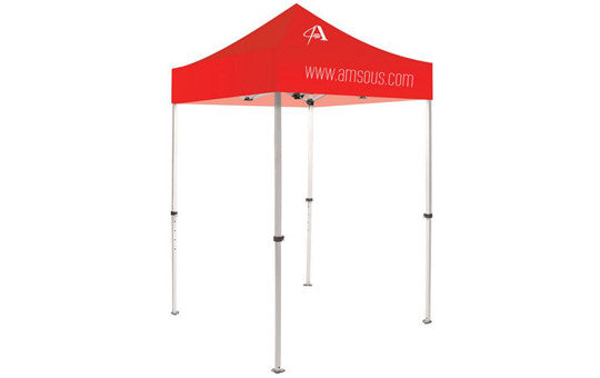 1 Color Imprint Red Top – 5 Foot Custom Canopy Tent Steel Frame and Graphic Combo