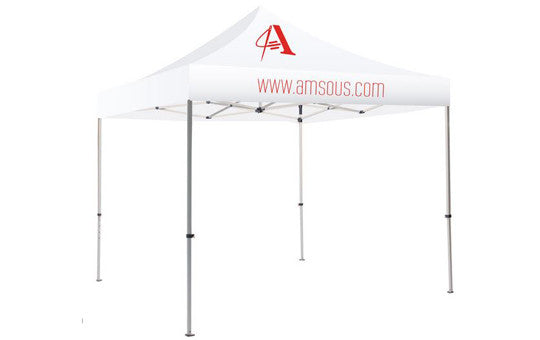 1 Color Imprint White Top – 10 Foot Custom Canopy Tent Steel Frame and Graphic Combo