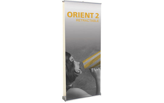 Orient 31.5” W by 83.25” H Double Sided Retractable Banner Stand