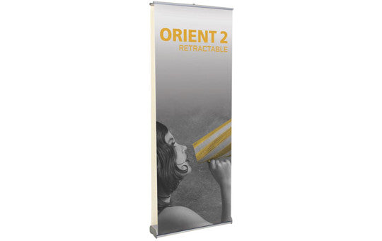 Orient 35.5” W by 83.25” H Double Sided Retractable Banner Stand