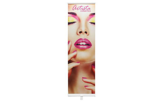Portable 24” W by 80” H Single sided Retractable Banner Stand
