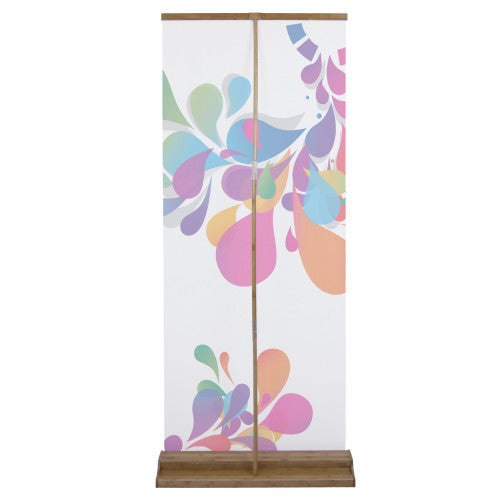 Reverse side of graphic sitting mounted in Bamboo Stand