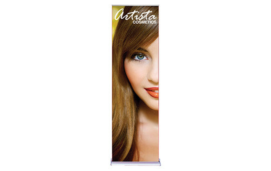 Silver Step 24 inch Wide Retractable Pull-Up Free Standing Banner Stands
