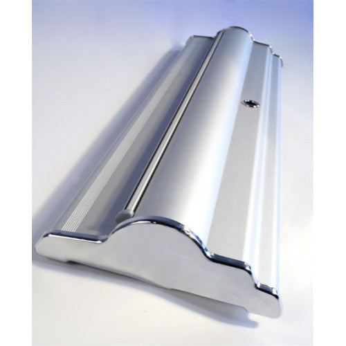 Silver Step 24 inch Wide Retractable Pull-Up Table Top Banner Stand Silver Base