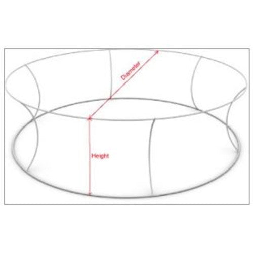 5 foot wide by 36 inch tall round circle hanging banner display outside graphic package frame
