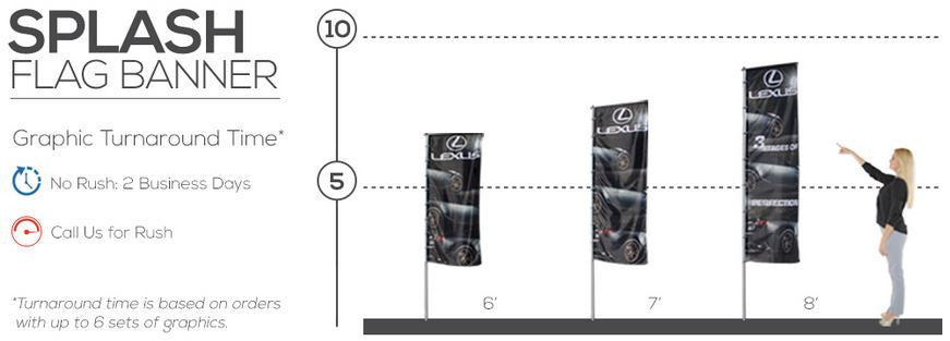 Splash 2.6 ft by 8 ft Single Sided Flag Display and Hardware Combo ...