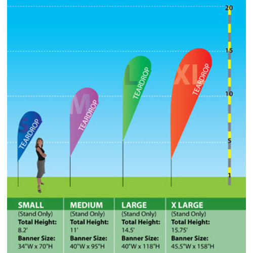 Size reference chart for Teardrop Banners