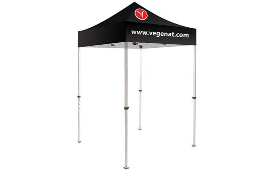 2 Color Imprint Black Top – 5 Foot Custom Canopy Tent Steel Frame and Graphic Combo