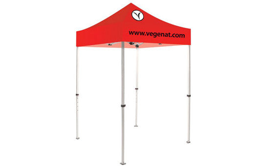 2 Color Imprint Red Top – 5 Foot Custom Canopy Tent Steel Frame and Graphic Combo