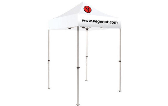2 Color Imprint White Top – 5 Foot Custom Canopy Tent Steel Frame and Graphic Combo
